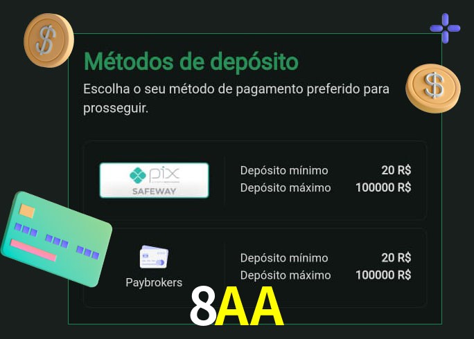 O cassino 8AAbet oferece uma grande variedade de métodos de pagamento